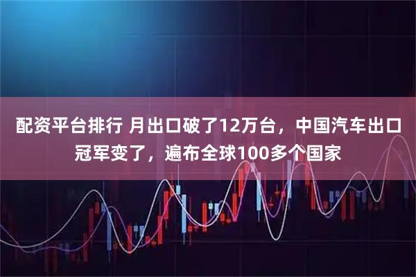 配资平台排行 月出口破了12万台，中国汽车出口冠军变了，遍布全球100多个国家